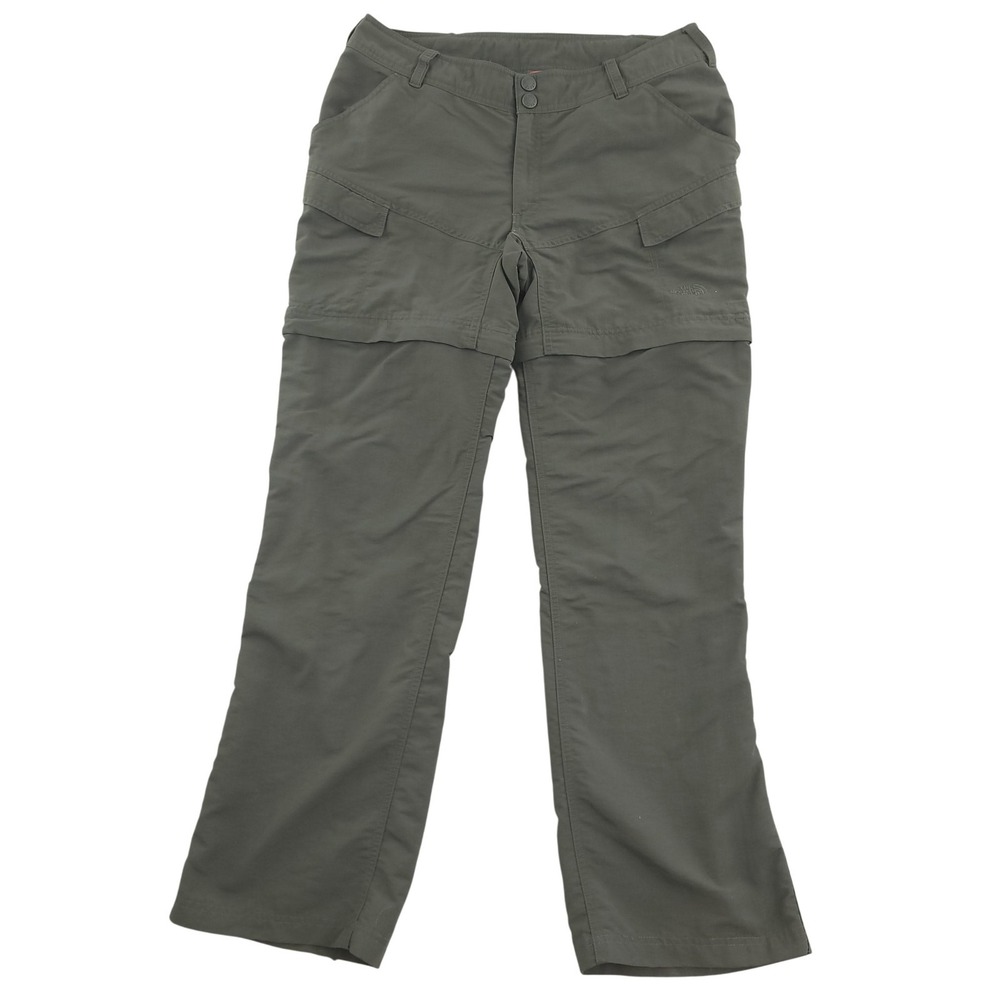 The North Face Convertible Pants Womens 12 Green Zip Off Hiking Cargo Outdoor
